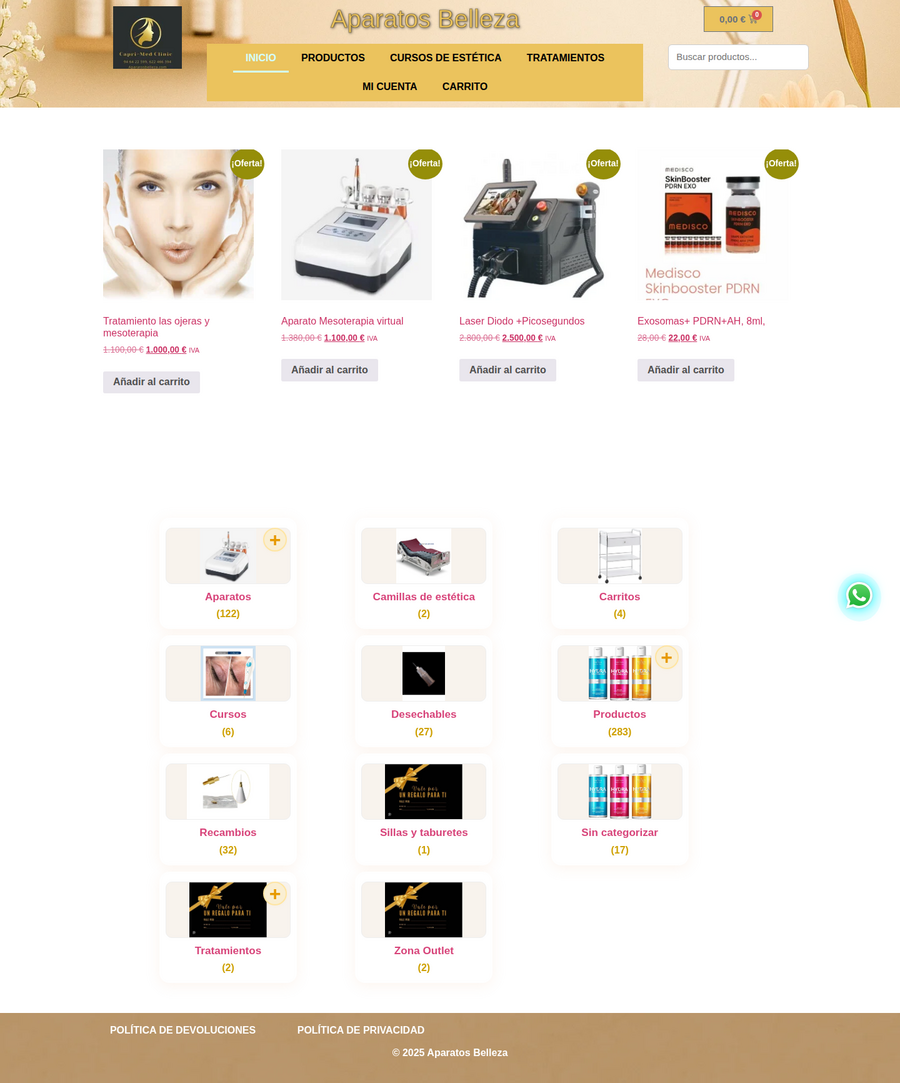 Aparatos Belleza ecommerce website