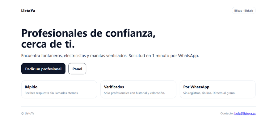 ListoYa business platform screenshot